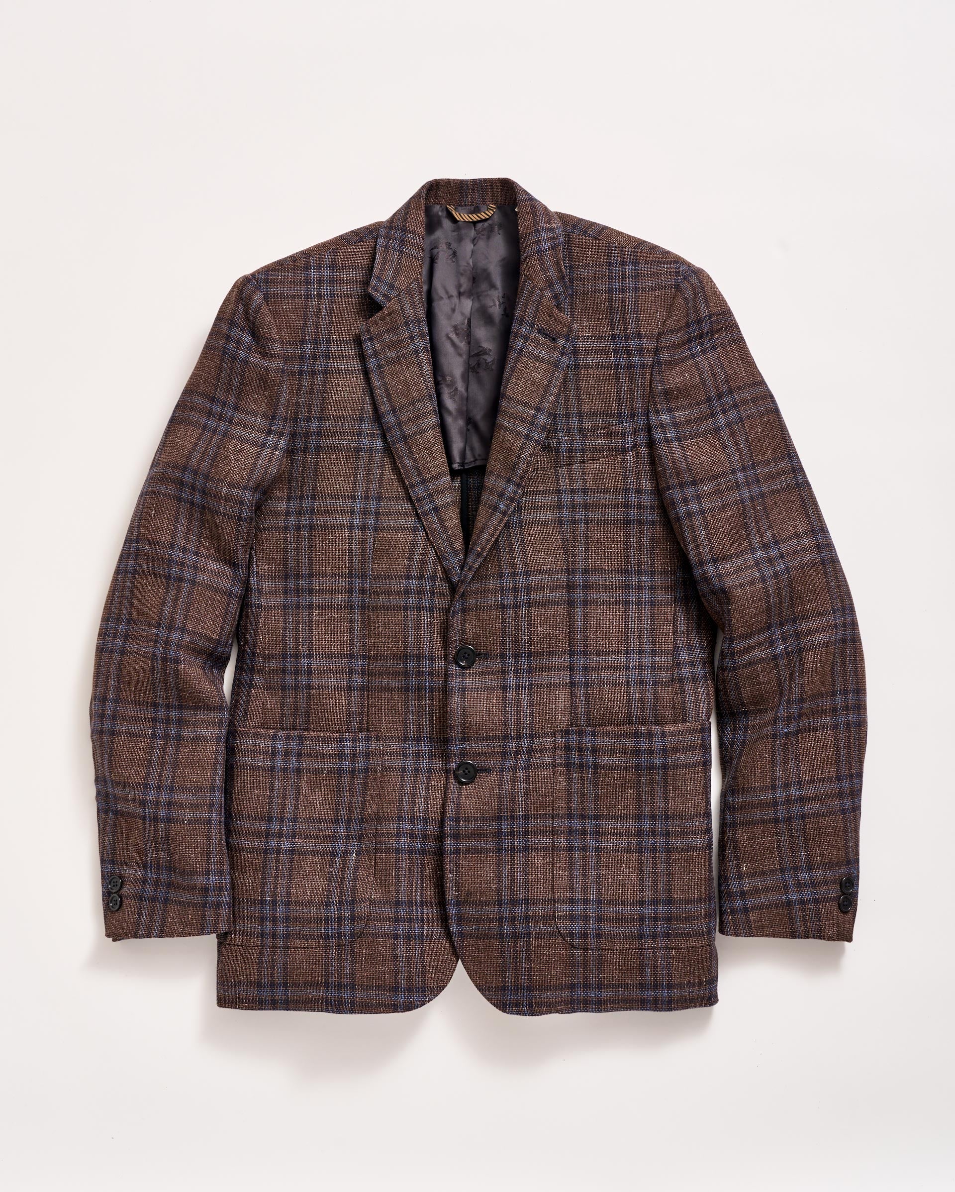 Plaid Walton Jacket Chocolate/Multi Billy Reid