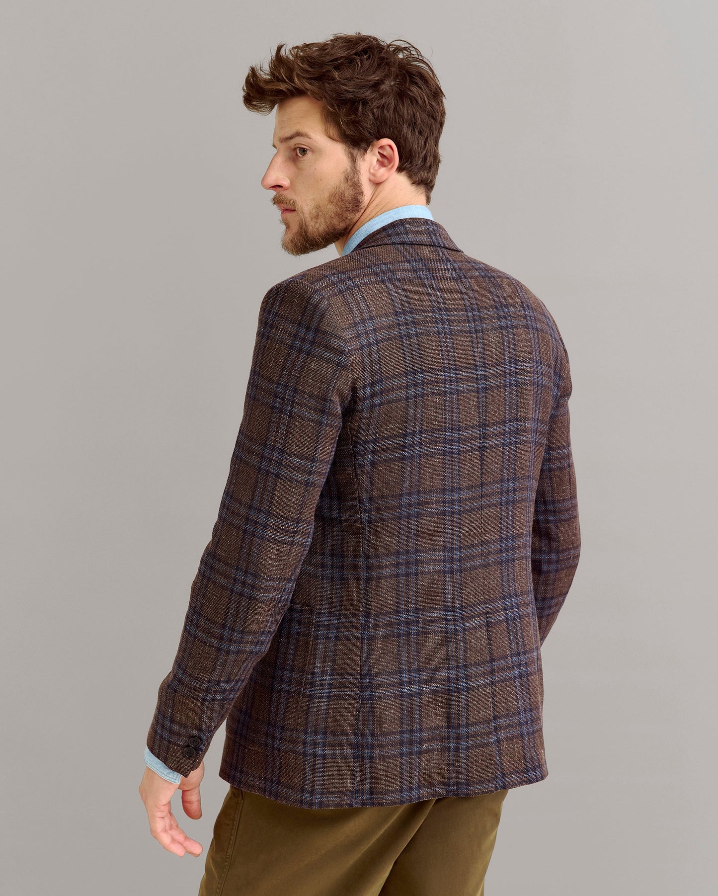 Plaid Walton Jacket Chocolate/Multi Billy Reid