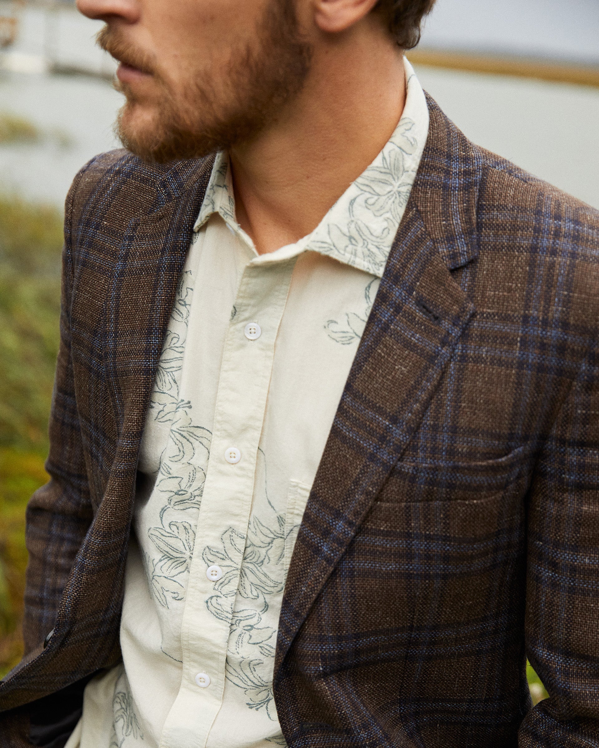 Plaid Walton Jacket Chocolate/Multi Billy Reid