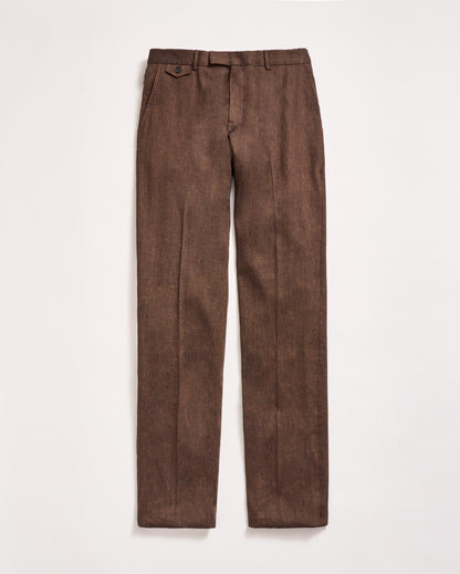 Herringbone Flat Front Trouser Chocolate Billy Reid