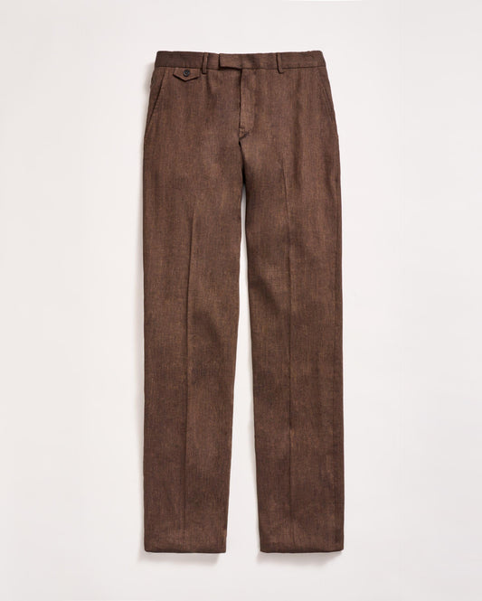 Herringbone Flat Front Trouser Chocolate Billy Reid