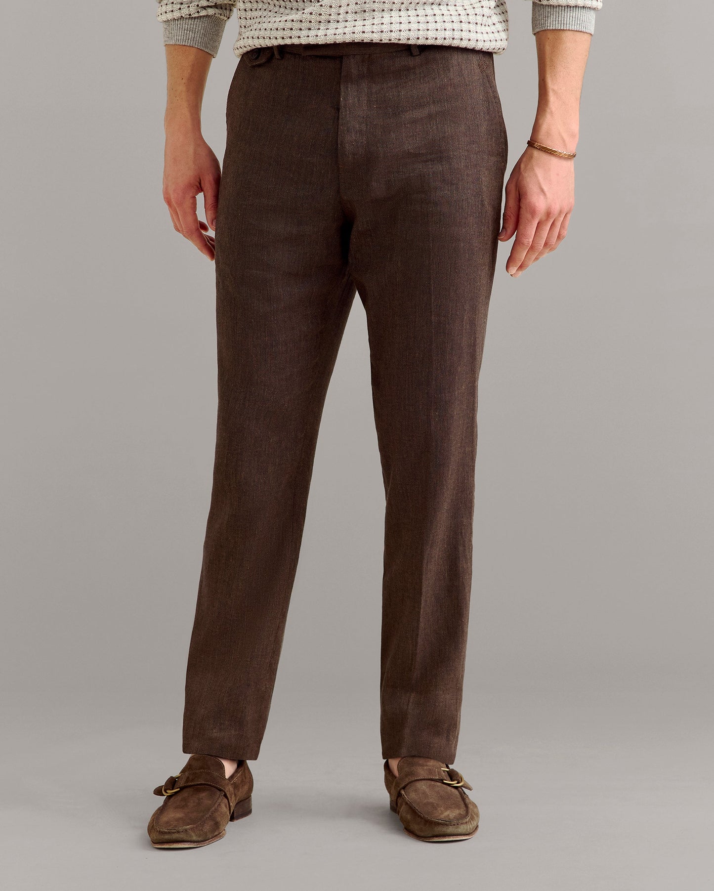 Herringbone Flat Front Trouser Chocolate Billy Reid