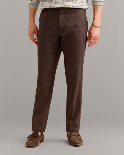 Herringbone Flat Front Trouser Chocolate Billy Reid