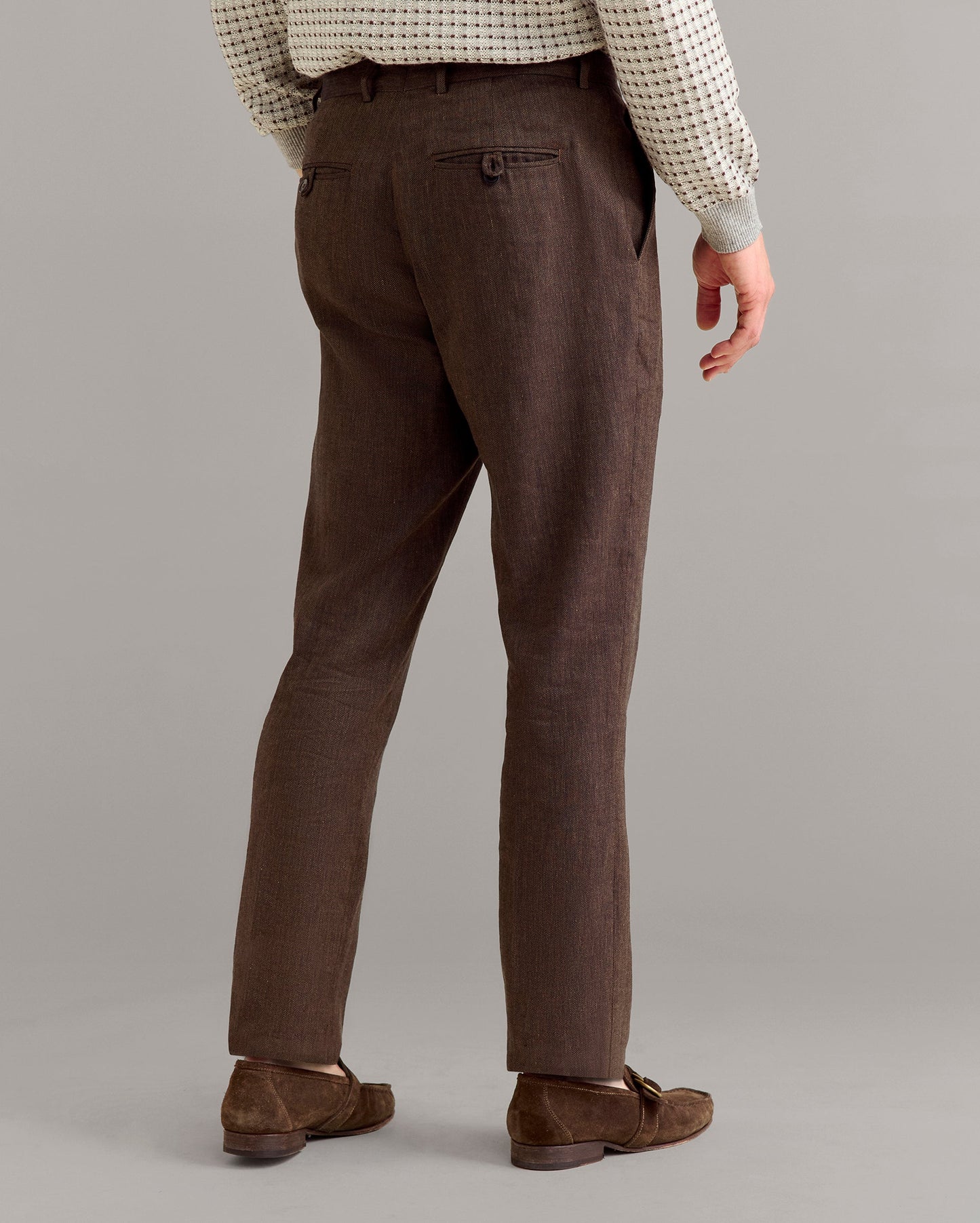 Herringbone Flat Front Trouser Chocolate Billy Reid