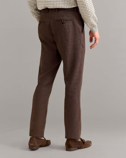 Herringbone Flat Front Trouser Chocolate Billy Reid
