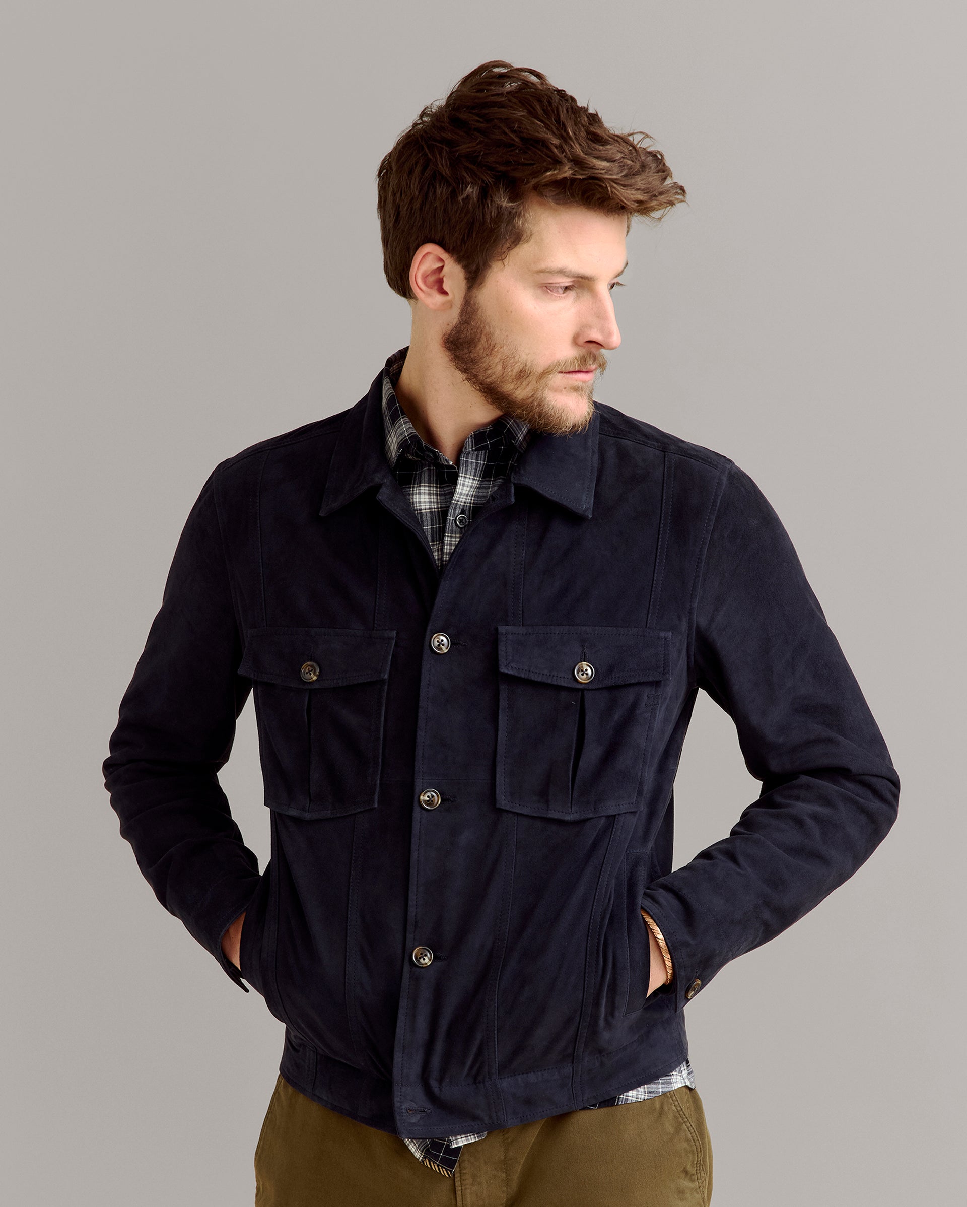 Suede Walt Jacket Navy Billy Reid