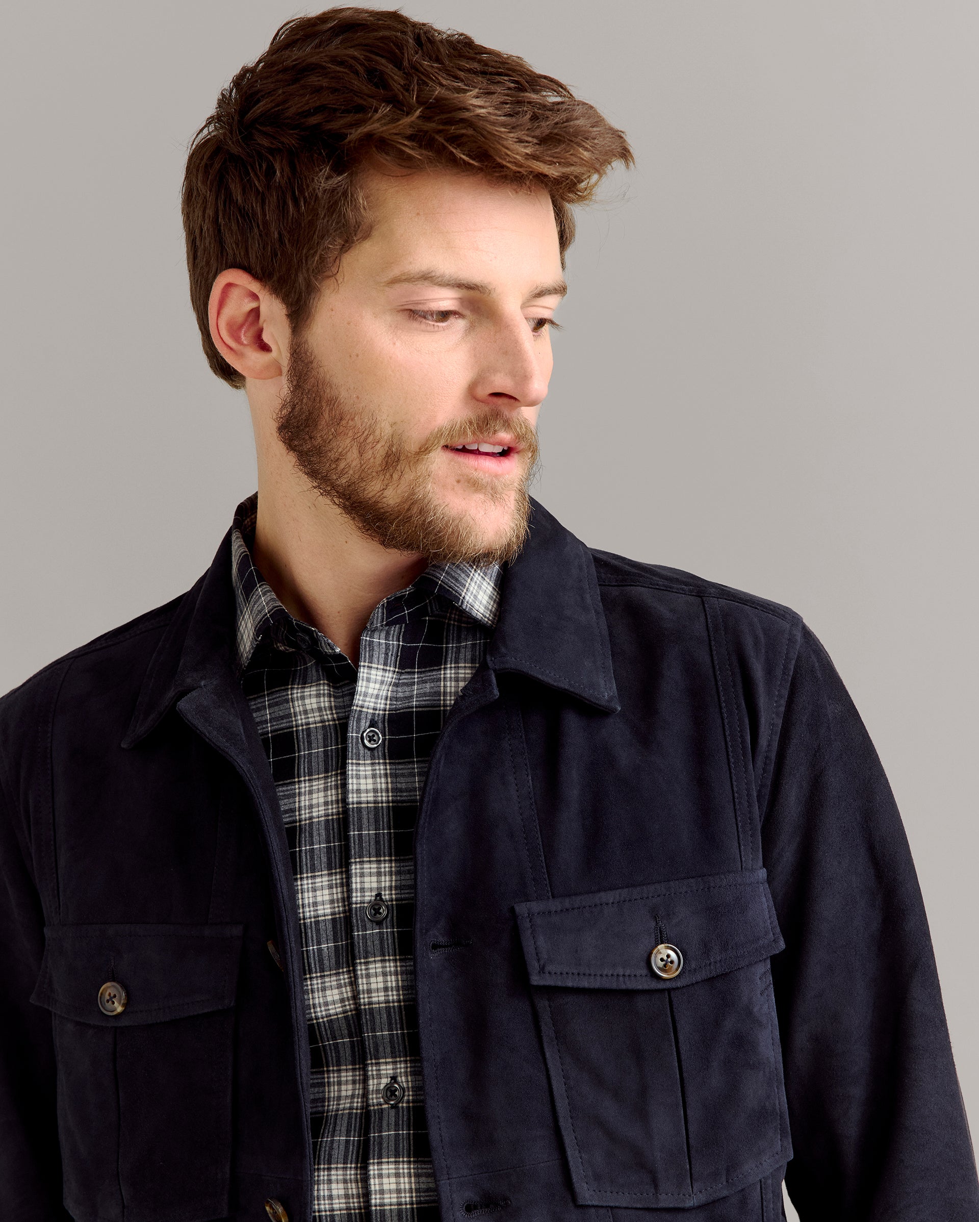 Suede Walt Jacket Navy Billy Reid